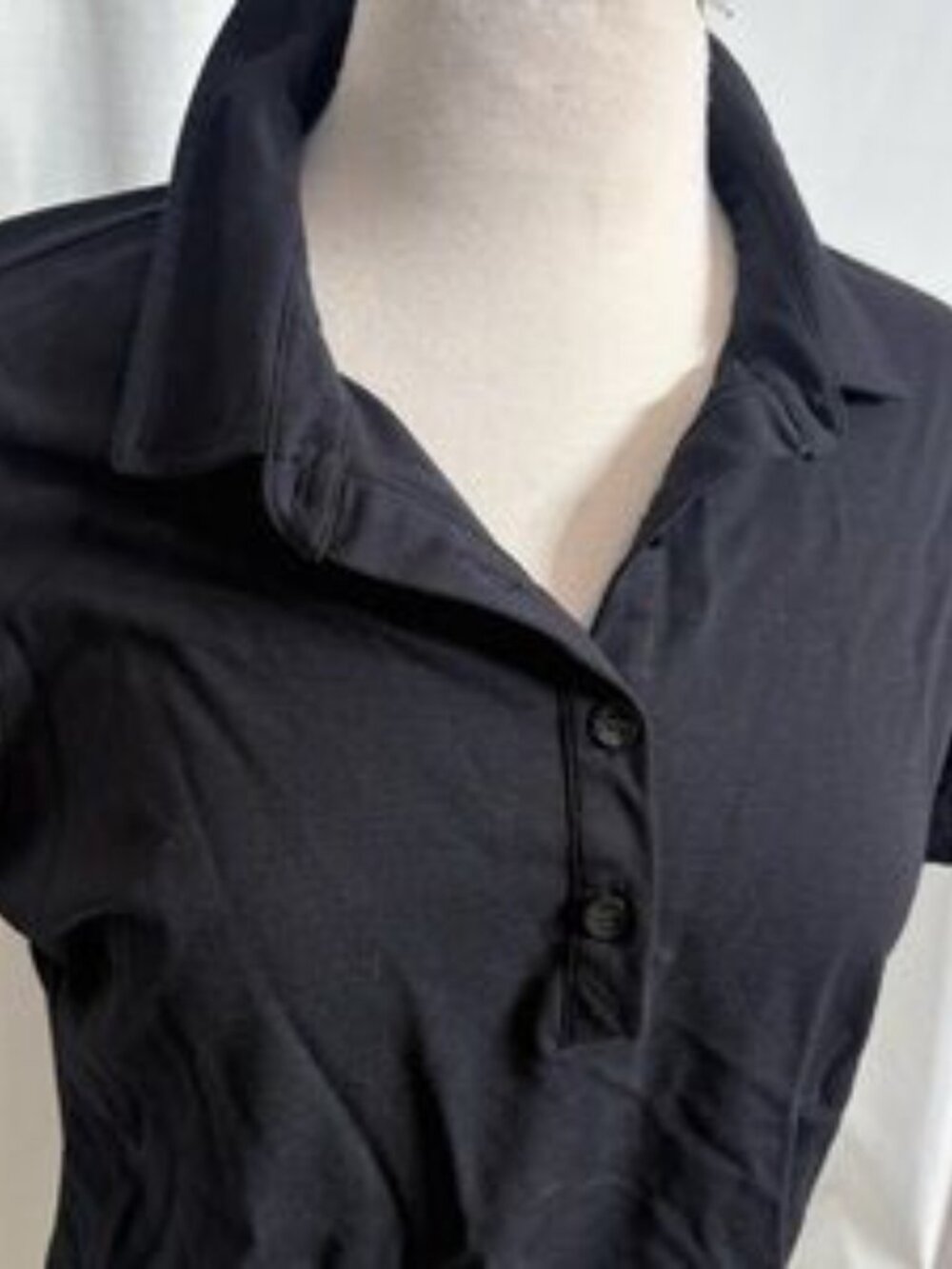 Classic Black Short Sleeve Knit Polo Shirt Large Golf Business Casual - Picture 3 of 7